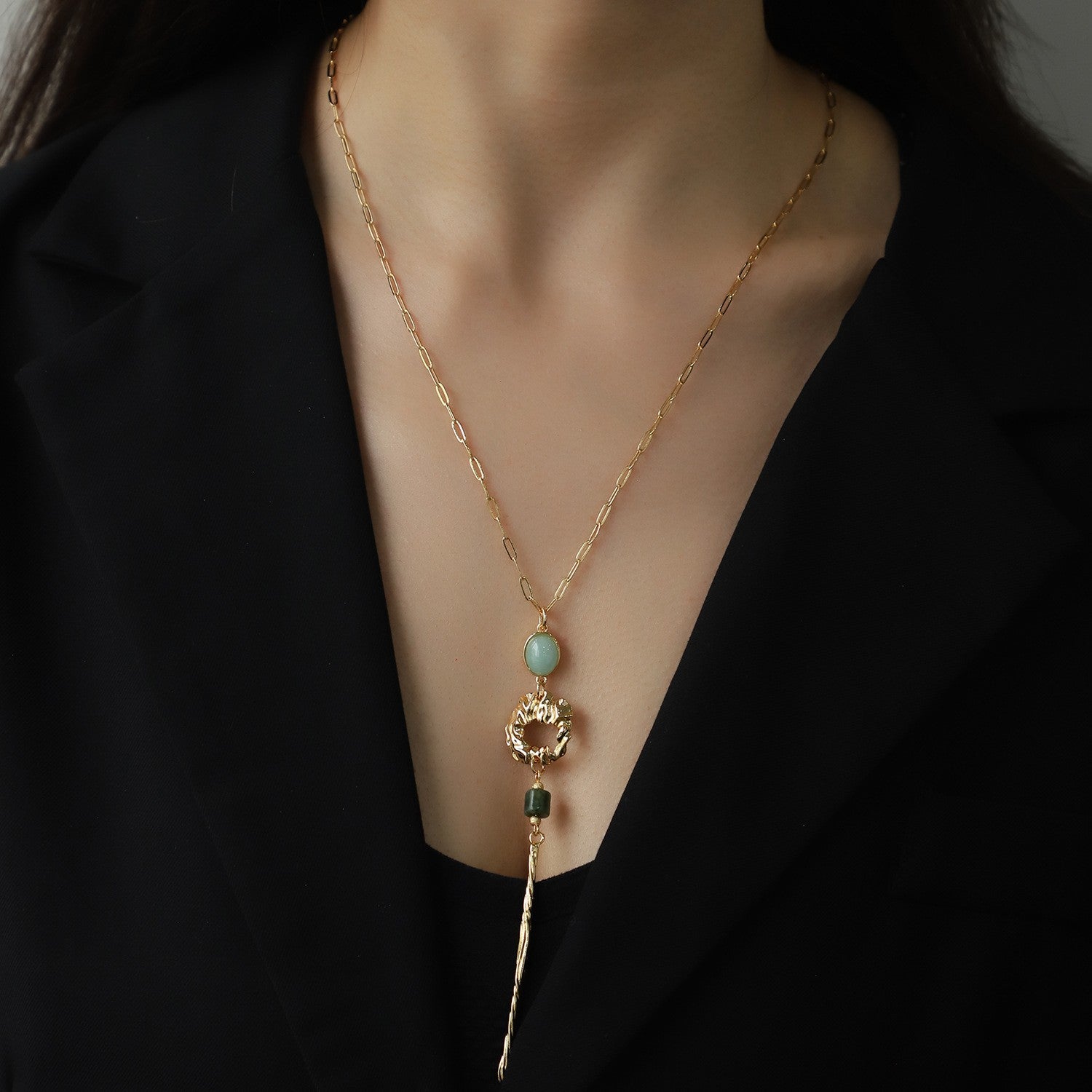 Wholesale 18K Genuine Gold Electroplated Stacked Double Row Necklace